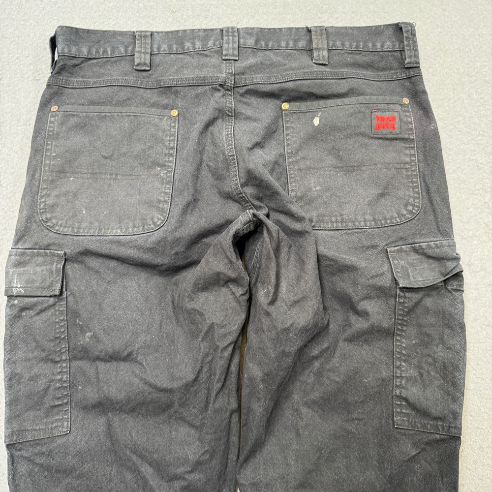 Tough Duck Cargo Pants Men's 38x30 Black Faded Canvas Relaxed Fit Utility Rugged - Picture 3 of 9